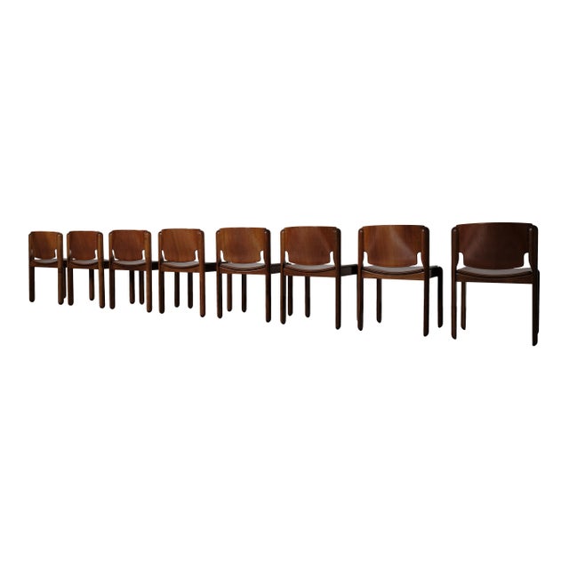 Vintage Model 122 Dining Chairs in Walnut by Vico Magistretti for Cassina, 1968, Set of 8 For Sale - Image 17 of 18