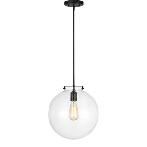 Thomas O'Brien By Visual Comfort Studio Kate 1-Light Sphere Pendant in Midnight Black