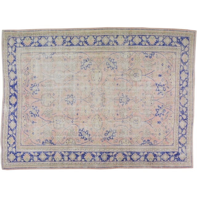 Textile Vintage Turkish Hand Knotted Whitewash Organic Wool Fine Weave Rug,7'9"X10'6" For Sale - Image 7 of 7