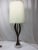 Mid-Century wood leaf shape body and Carrara marble base table lamp. Lamp is in a very good condition. Lamp is 28" H to...