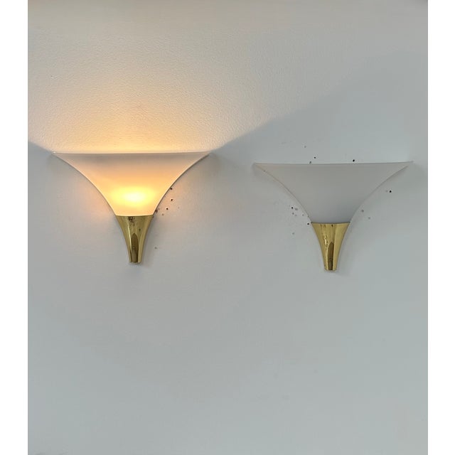 Wall Lights in Opaline Glass and Brass from Limburg, Germany, 1970, Set of 2 For Sale - Image 4 of 8