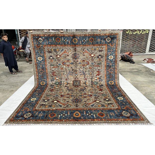 2000 - 2009 Grey Khotan Hand-Knotted Wool Rug - 9'6" X 8'0" For Sale - Image 5 of 13