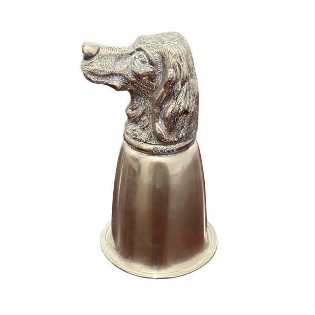 English Vintage Gucci Silver-Tone Hound Dog Stirrup Cup For Sale - Image 3 of 7