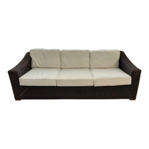 GardenArt Outdoor Brown Wicker Couch