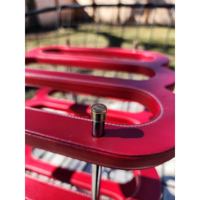 1970s Mid Century Modern Authentic Swing Design Italy Red Leather & Chrome Wine Rack –6-Bottle For Sale - Image 9 of 16