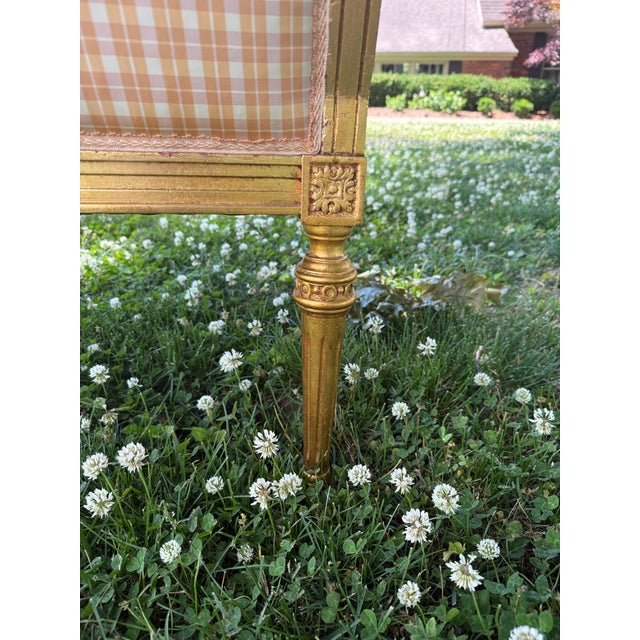 Wood Gilded Louis XVI-Style Armchair For Sale - Image 7 of 12