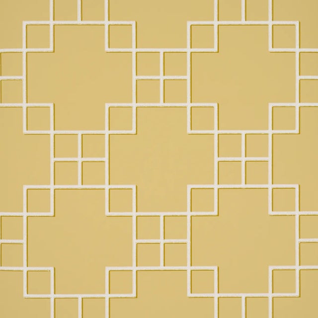 SAMPLE - Schumacher Georgette Trellis Wallpaper In Buttercup For Sale
