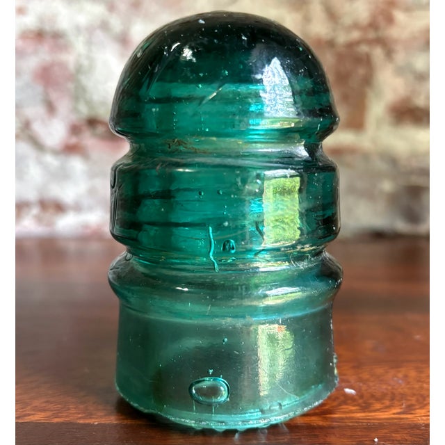 Early 20th Century Antique Brookfield Glass Company CD 145 Beehive Aqua Blue Glass Insulator For Sale - Image 5 of 6