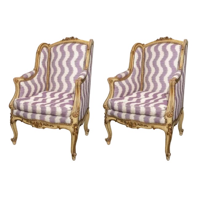 Pair of 19th Century French Bergere Chairs For Sale