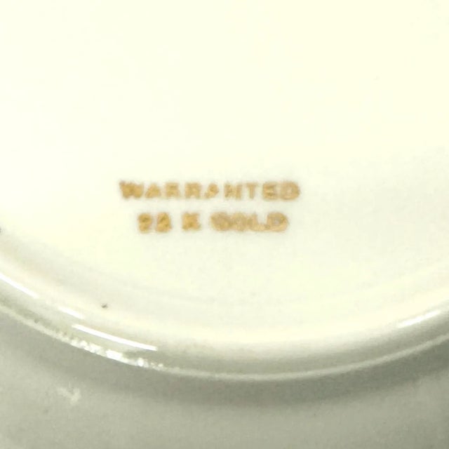 Green Kelly Green & 22 Karat Gold Embellished Porcelain Soup Bowls - Set of 8 For Sale - Image 8 of 9