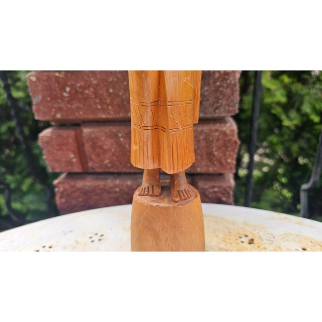 Vintage Wooden Carved Thai Woman Wai, 1970s For Sale - Image 3 of 13