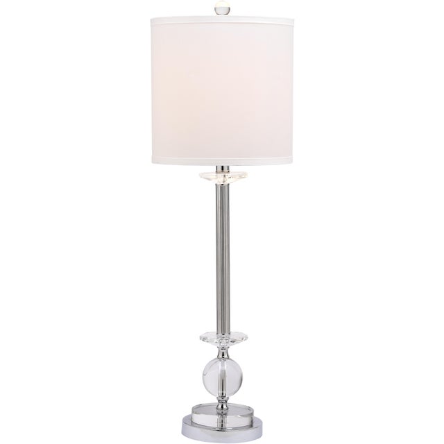 Modern 31 Inch H Crystal Candlestick Table Lamp in Clear - a Pair For Sale - Image 3 of 9