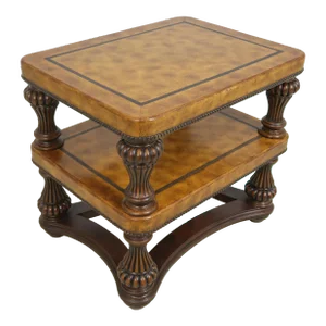 Henredon Leather Top Tired Occasional Table