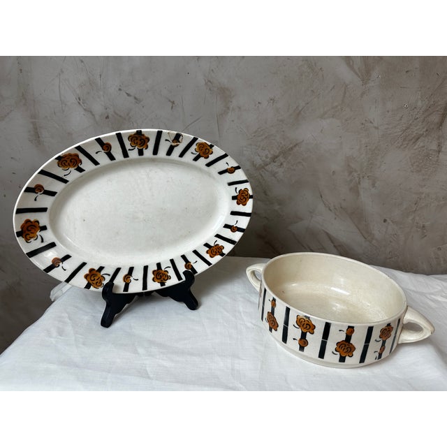 Ceramic Vintage Art Deco Dinner Service, 1930, Set of 59 For Sale - Image 7 of 15