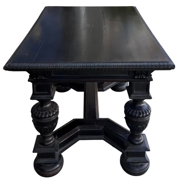 Antique 19c Jacobean Ebony Writing Side or Breakfast Table.