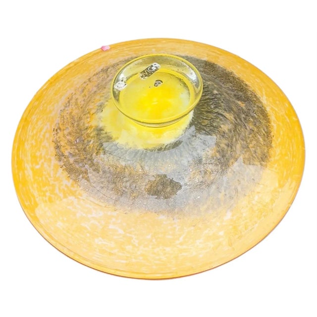 Mid-Century Modern Vintage Swirls Multicolor Heavy Novica Glass Wide Fruit Bowl Murano Style, Brazil For Sale - Image 3 of 9