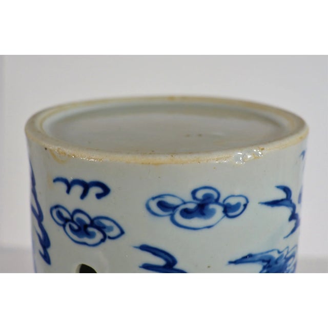 Early 20th Century Qing Style Chinese Blue and White Hat Stand For Sale - Image 10 of 13