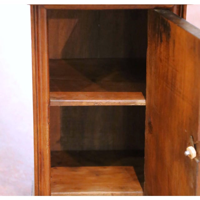 Black 19th Century French Louis Philippe Burl Walnut Marble-Top Bedside Cabinet For Sale - Image 8 of 9