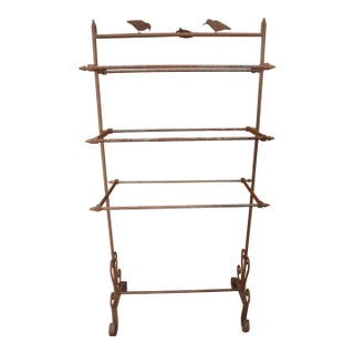 Vintage Cast Iron / Metal Primitive Rustic 3 Tier Graduated Drying / Quilt Rack Stand For Sale