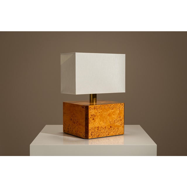 Table Lamp in Walnut Burl and Brass by Gabriella Crespi, Italy, 1970s For Sale - Image 4 of 15