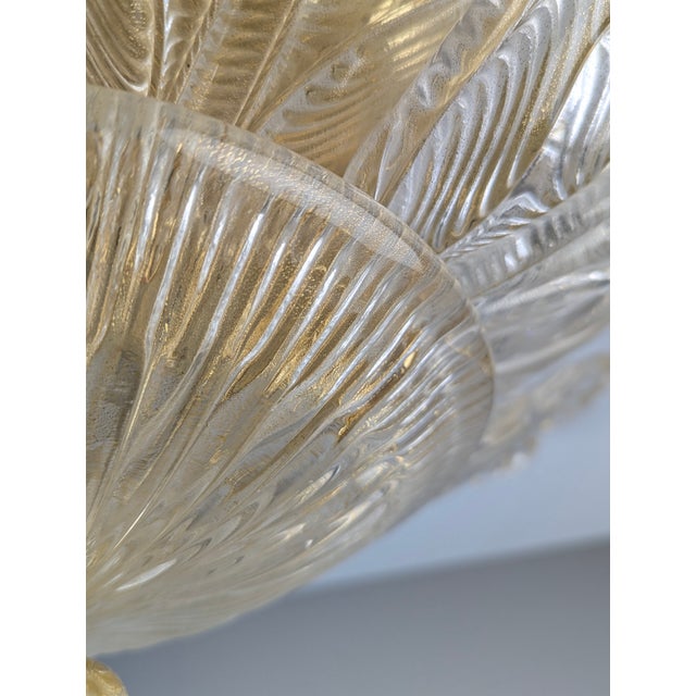 Foglia Doro Recessed Ceiling Lamp from Barovier & Toso, Italy, 1980s For Sale - Image 4 of 12