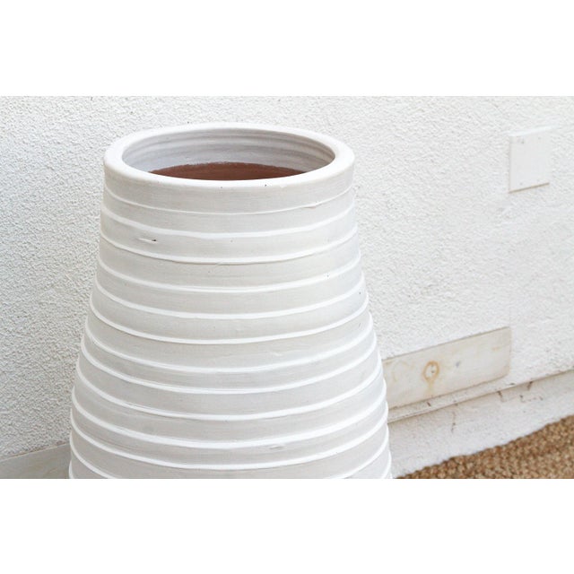 33" Tall Sculptural White Terracotta Planter For Sale - Image 4 of 8