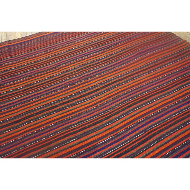 1950s 1950s Multi Field Geometric Stripe Vintage Turkish Decorative Kilim Rug For Sale - Image 5 of 7