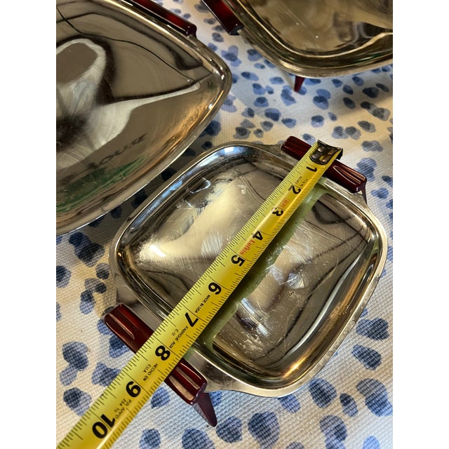 1970s Collection of Four Nesting Bake Light, Silver MCM Footed Trays For Sale - Image 11 of 12