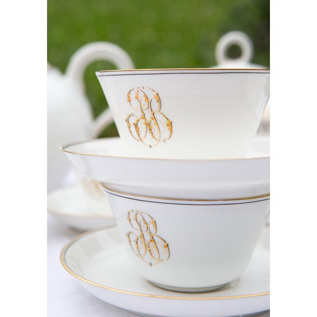 Tea Service for 6 from Mansard et Fils Porcelain, 1890s, Set of 14 For Sale - Image 5 of 13