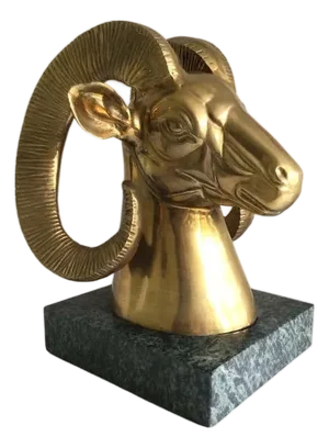 1960s Bronze Ram on Marble Base