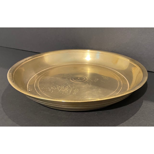 Hollywood Regency Antique Brass Charger For Sale - Image 3 of 5