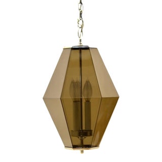 1970s 3-Light Pendant Light | Smoked Gray Prism For Sale