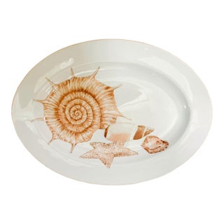 1970 Fitz & Floyd Coquille Pink Shell Oval Platter For Sale