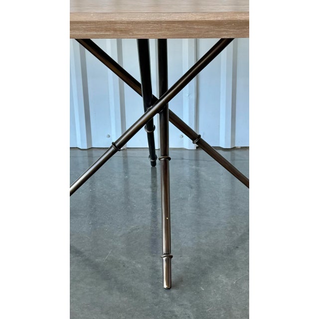 Wood Gabby "Davenport" Cerused Mindi Wood Dining Table on Iron Faux Bamboo Base For Sale - Image 7 of 11