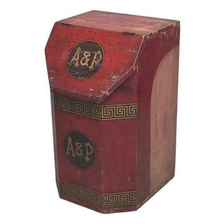 Antique A&p Tea Bin, Wood With Red Paint, Country Style, Circa 1920 For Sale