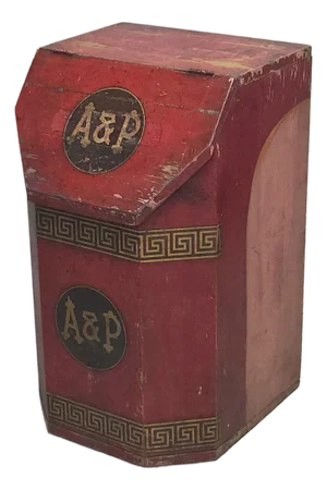Antique A&p Tea Bin, Wood With Red Paint, Country Style, Circa 1920