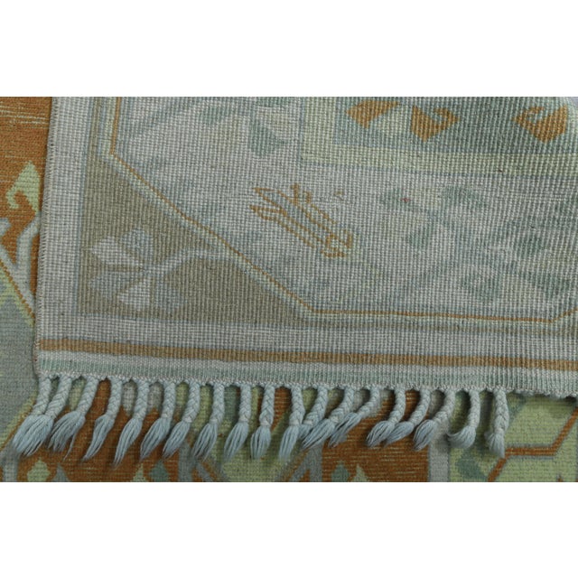 1970s Vintage Turkish Handmade Wool & Cotton Orange Area Rug For Sale - Image 11 of 11