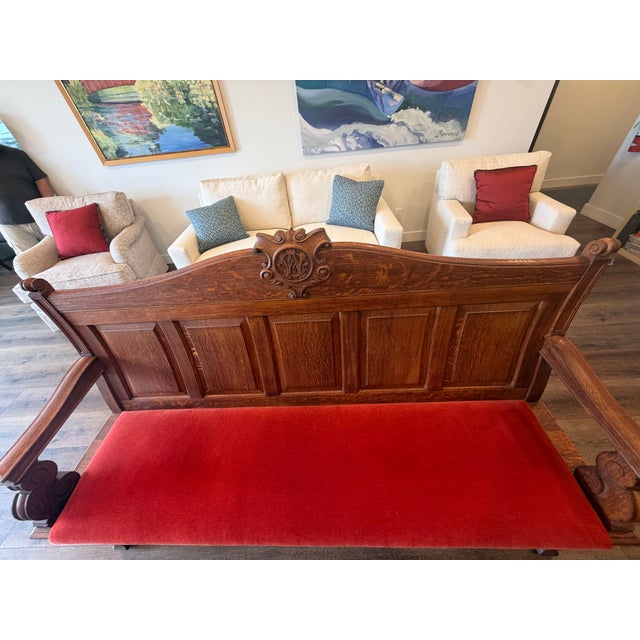 Vintage 19th Century English Oak Church Pew For Sale - Image 12 of 13