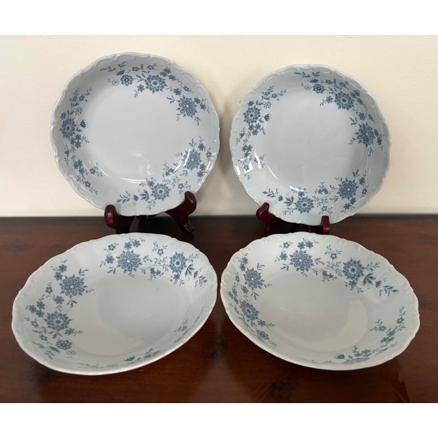 Mid 20th Century Christina Bavarian Blue Porcelain Dessert Bowls, Set of 4 – West Germany For Sale - Image 5 of 6