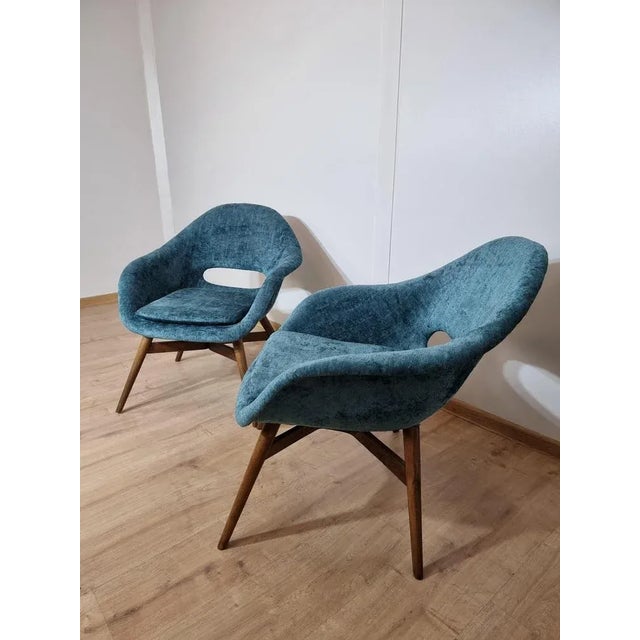 Textile Set of Shell Armchairs by Miroslav Navratil For Sale - Image 7 of 9