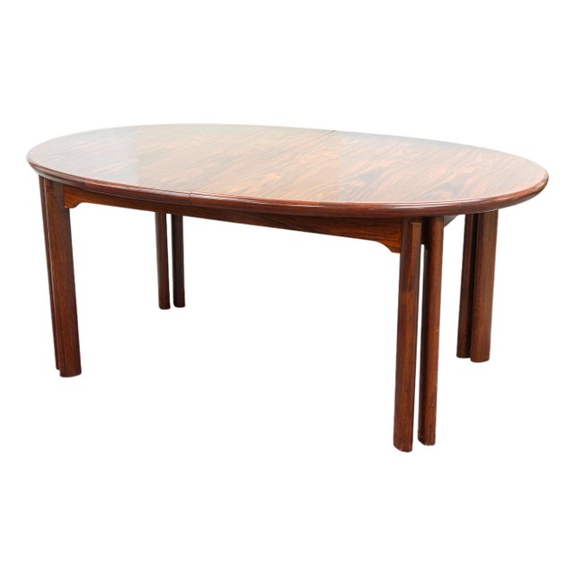 Vintage Danish Skovby 8 Leg Rosewood Extendable Round Dining Table With 3 Leaves For Sale