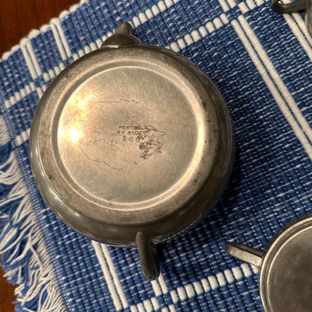 Chrome 1920s Pewter by Rice Child’s Size Stacking Tea Set For Sale - Image 8 of 12