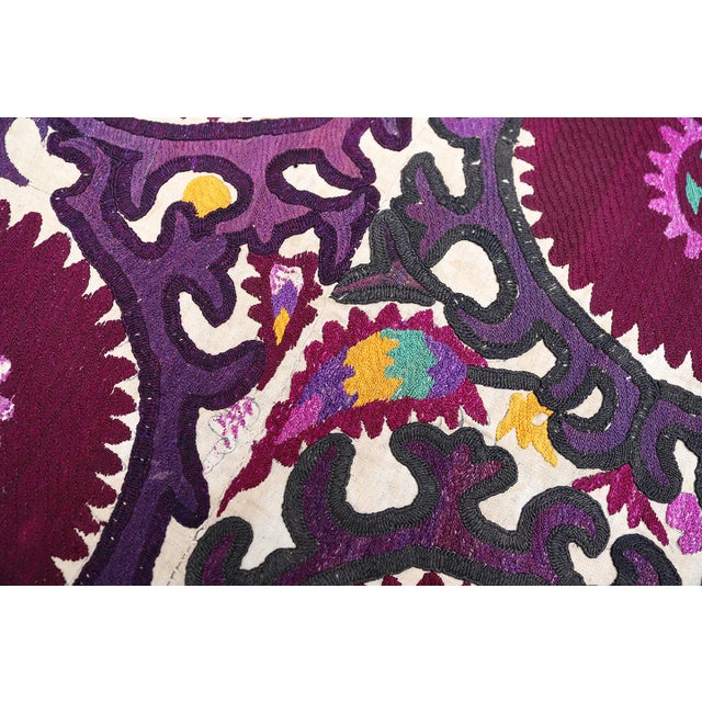 1920s Vintage Uzbek Khojent Province Silk Textile Embroidery Tapestry For Sale - Image 4 of 6