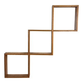 Mid-Century Teak Sculptural Cube Wall Hanging Shelf For Sale
