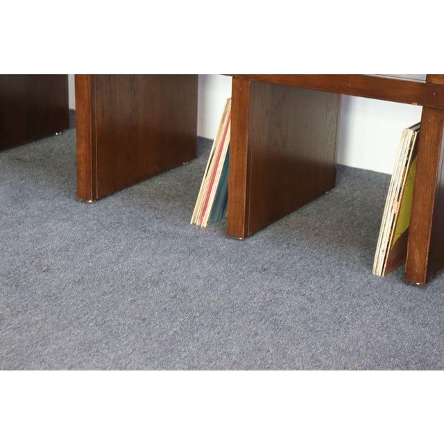 Pair of Vintage Modular Bookcases / Record Shelves in Stained Ash For Sale - Image 16 of 18