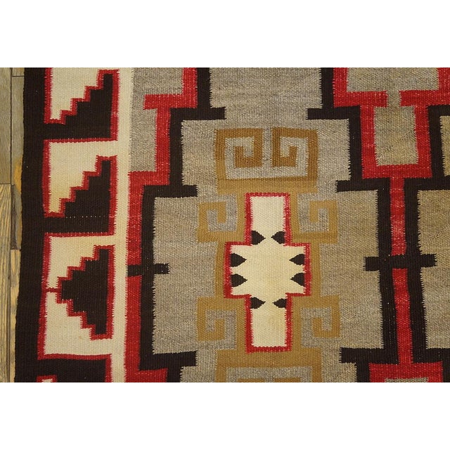 1920s Gray Geometric Tribal Antique American Navajo Rug 4' 9" X 8' 2" Flatweave Wool Carpet For Sale - Image 10 of 12