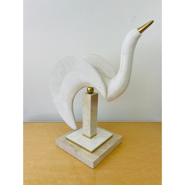 Vintage 1980s Pair of Maitland Smith Tessellated Stone Stylized Bird Statues For Sale - Image 10 of 15