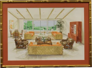 Tropical-Inspired Retro Living Room Painting