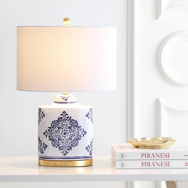 Melanie Table Lamp in Blue & White - a Pair For Sale - Image 4 of 7