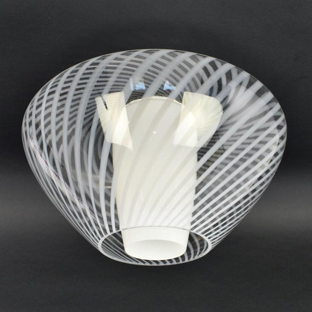 Peill & Putzler Vintage Large Aloys Gangkofner for Peill & Putzler Toledo Ceiling Light Mid Century Modern Flush Mount Glass Opaline Swirl Modernist Venini For Sale - Image 4 of 10